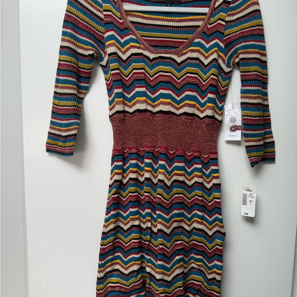 Multicolor Chevron Knit Dress
